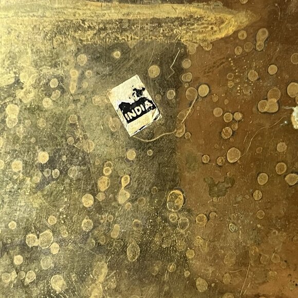 Small Brass Oval Planter Seashell Accent Handles Beautiful Patina 3” Tall Vtg - Picture 3 of 14